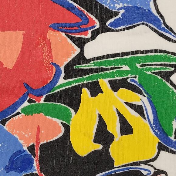 Vintage Land's End Abstract Floral Art Shirt Womens Medium 22x28 Oversized USA - Picture 4 of 12